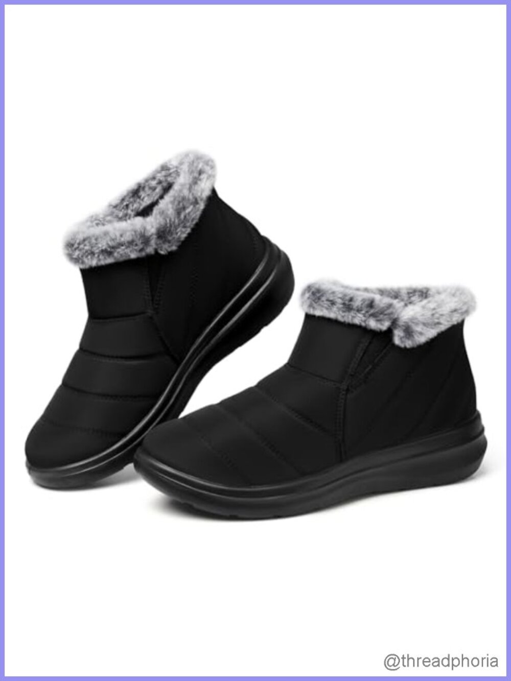 Women's Slip On Ankle Snow Boots Fur Lined Warm Water Resistant Winter